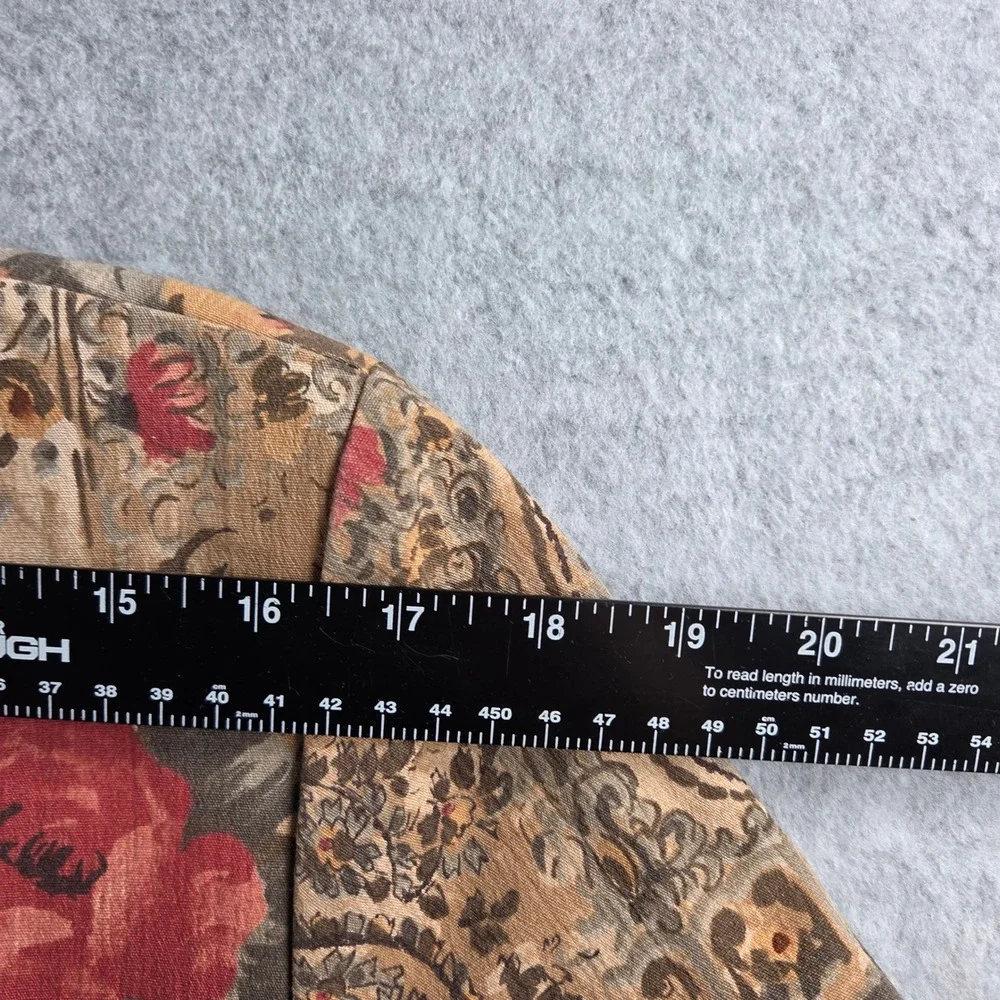 Worthington Blazer Women Large Tan Floral Paisley Vintage Tapestry Button Front
